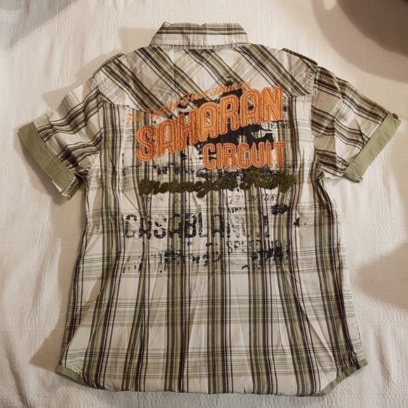Guess boys size 8/10 plaid snap closure short sleeve shirt, 2 pockets, EUC - Picture 2 of 4
